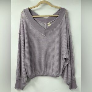 We The Free Lavender Monterey Waffle Sweater | Small